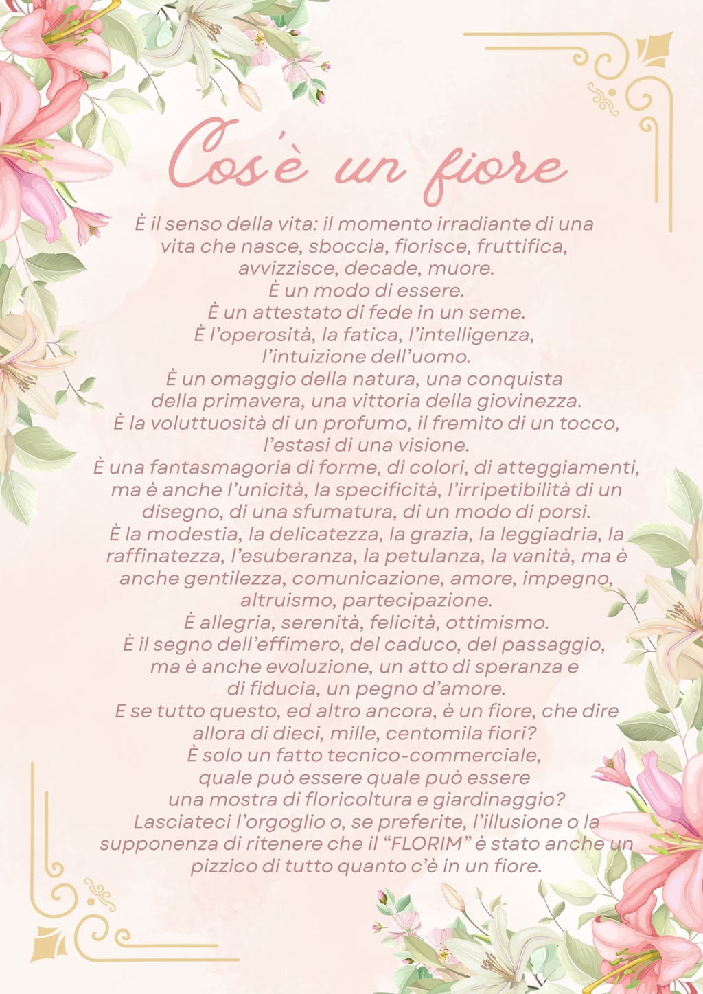 Proloco Imbersago - Testo cosa è un fiore